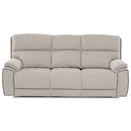 Power Reclining Sofa with Nailheads and USB Charging Ports